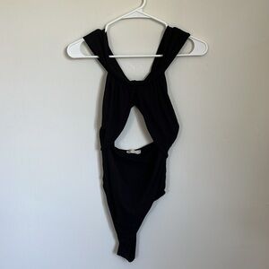 Endless Blu Crisscross-Back Keyhole Front S/M Thong Bodysuit